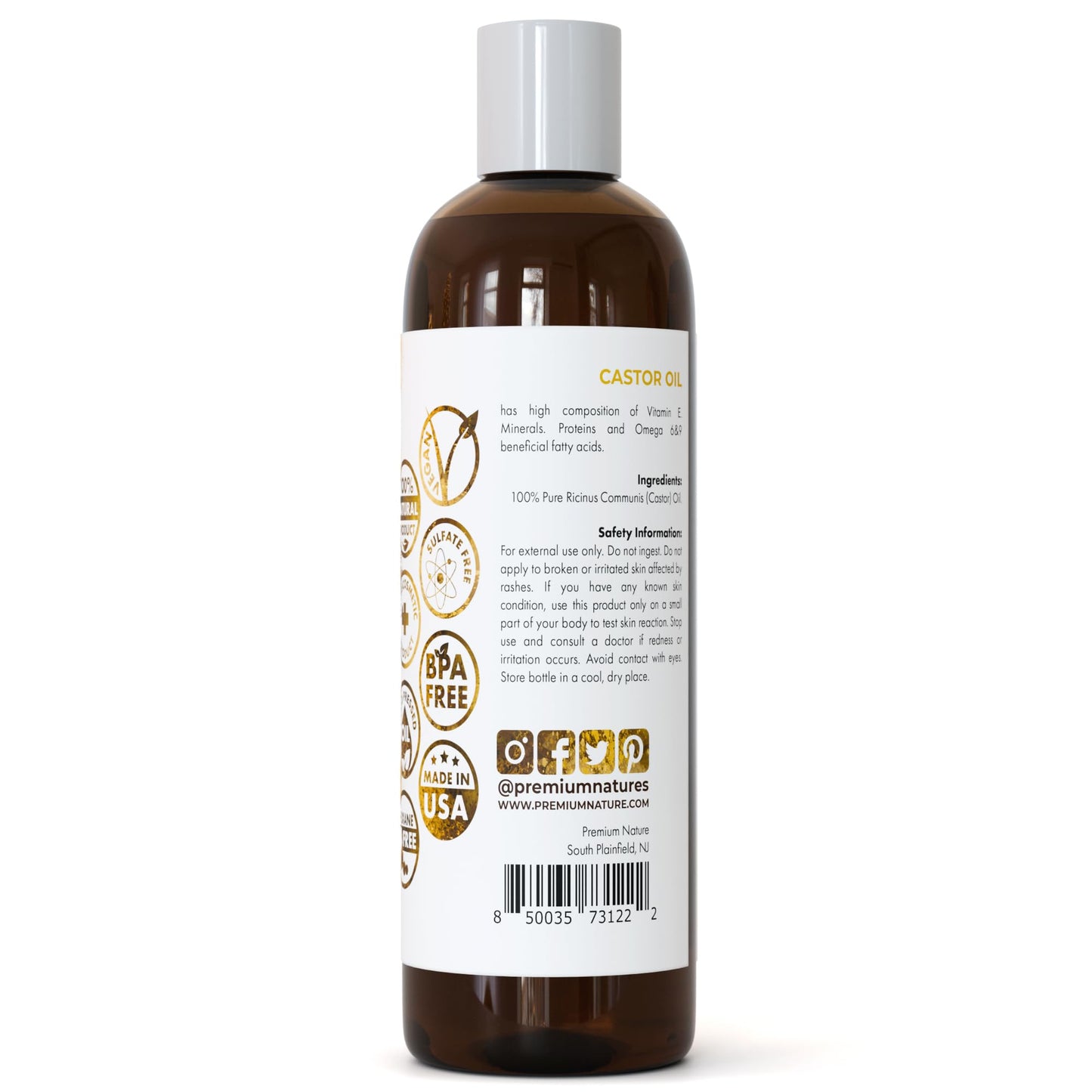 Castor Oil Pure Carrier Oil - Cold Pressed Castor Oil for Essential Oils Mixing Natural Skin Moisturizer Body & Face, Eyelash Caster Oil, Eyelashes Eyebrows Lash & Hair Growth Serum 4 oz