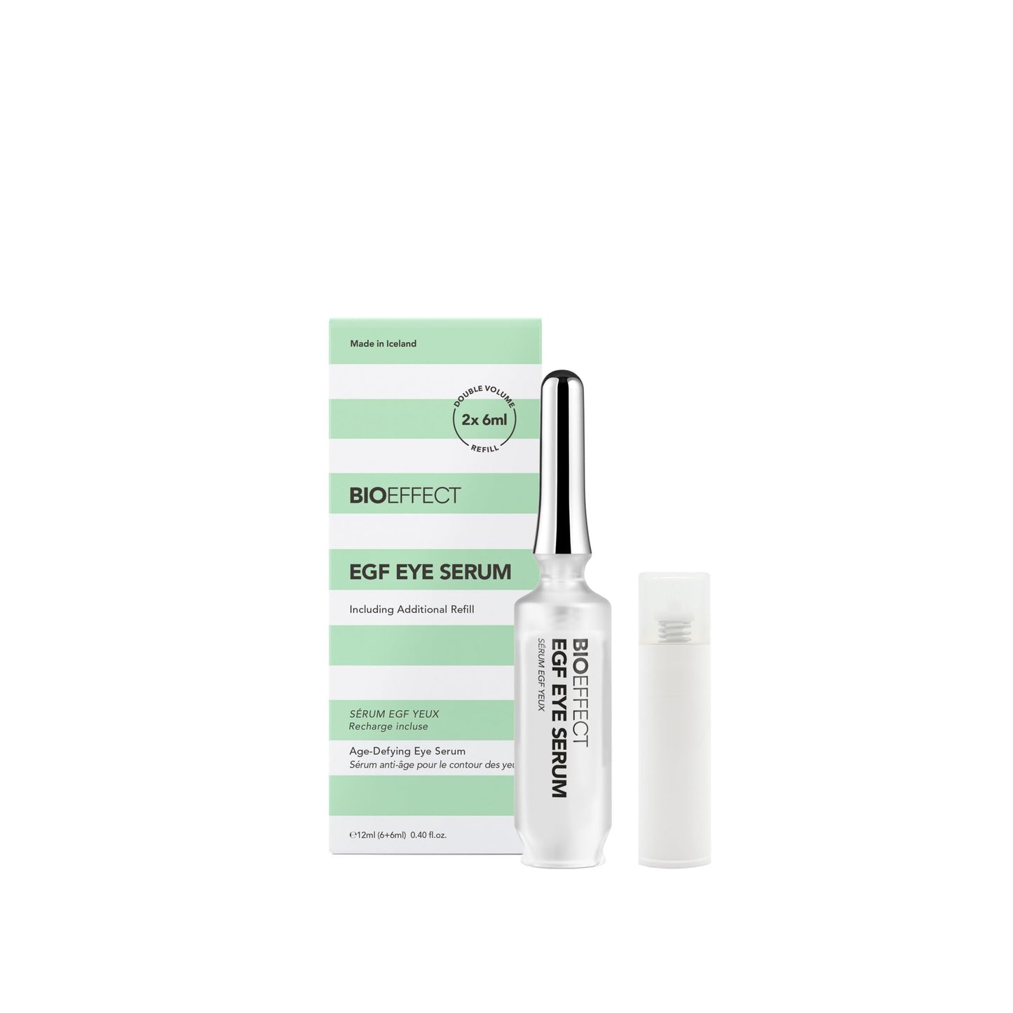 BIOEFFECT EGF Eye Serum with De-Puffer Rollerball | Age-Defying Under Eye Treatment with Epidermal Growth Factor for Fine Lines, Wrinkles, Puffiness & Sagging (6 mL + 6 mL) 12 mL / 0.40 oz