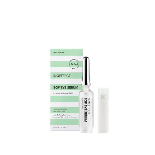 BIOEFFECT EGF Eye Serum with De-Puffer Rollerball | Age-Defying Under Eye Treatment with Epidermal Growth Factor for Fine Lines, Wrinkles, Puffiness & Sagging (6 mL + 6 mL) 12 mL / 0.40 oz
