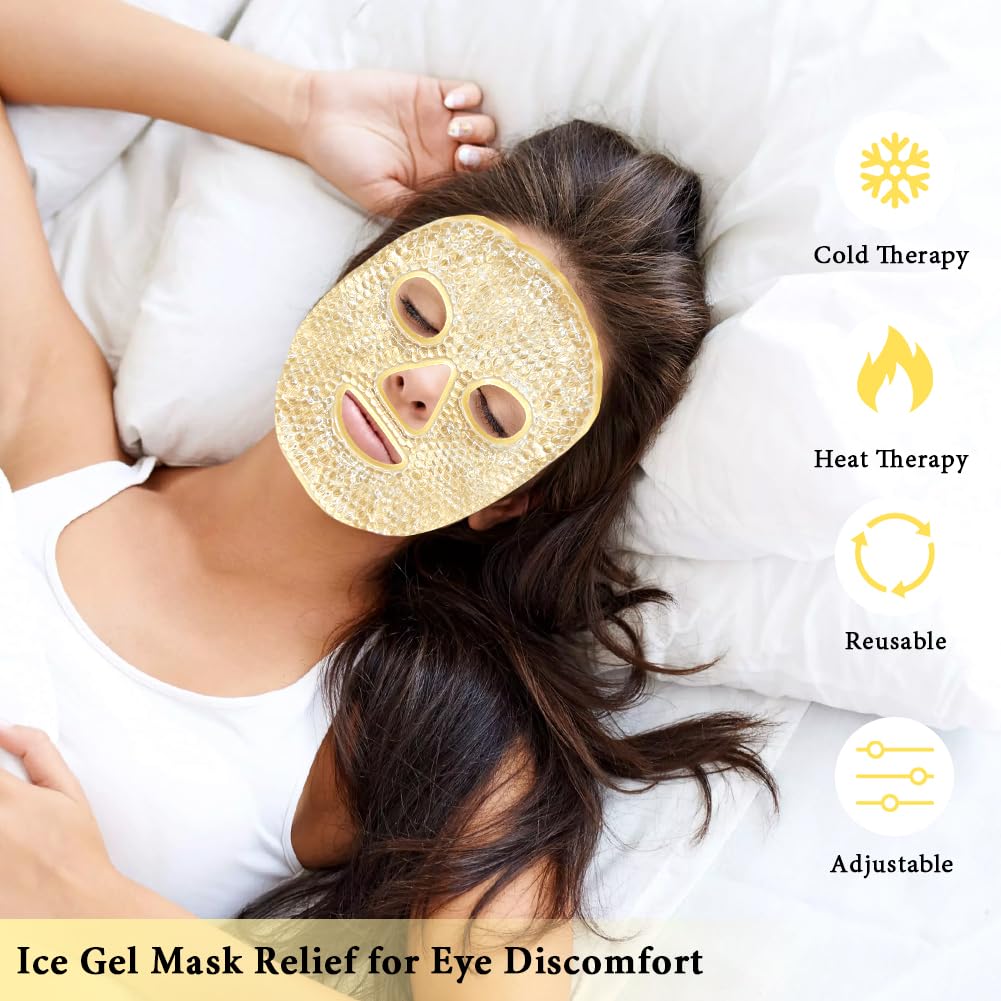 my novel things Face Ice Pack and 2 Packs Silicone Face Mask Cover, Full Facial Frozen Masks Hot Cold Face Compress Reusable Skin Care Gift for Women Puffiness Swelling Relief Beauty Spa Essentials