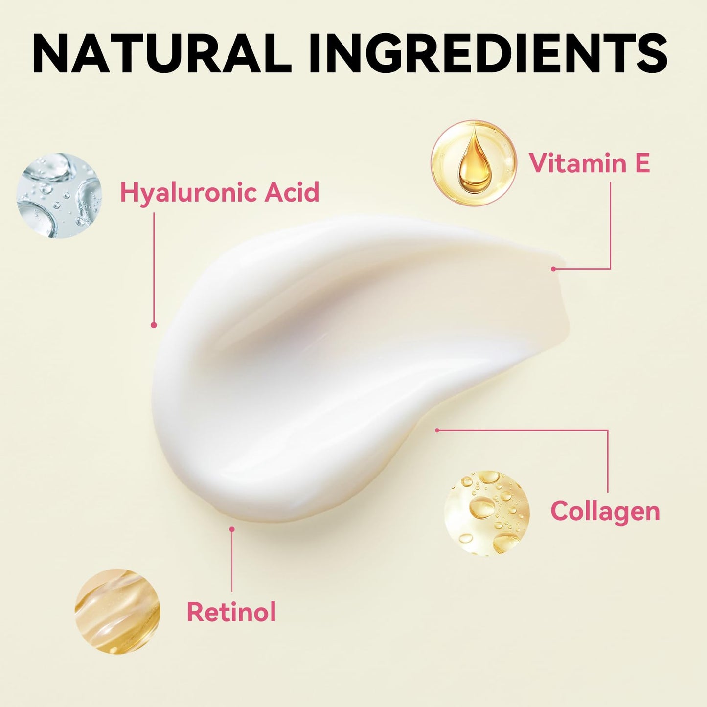 Retinol Moisturizer Cream with Hyaluronic Acid, Women Anti-age Cream, Beauty Hydrating Moisturizer for Wrinkle, Repair Dark Spots, Skin Tightening and Collagen Production, All Kinds of Skin, 1.76 oz