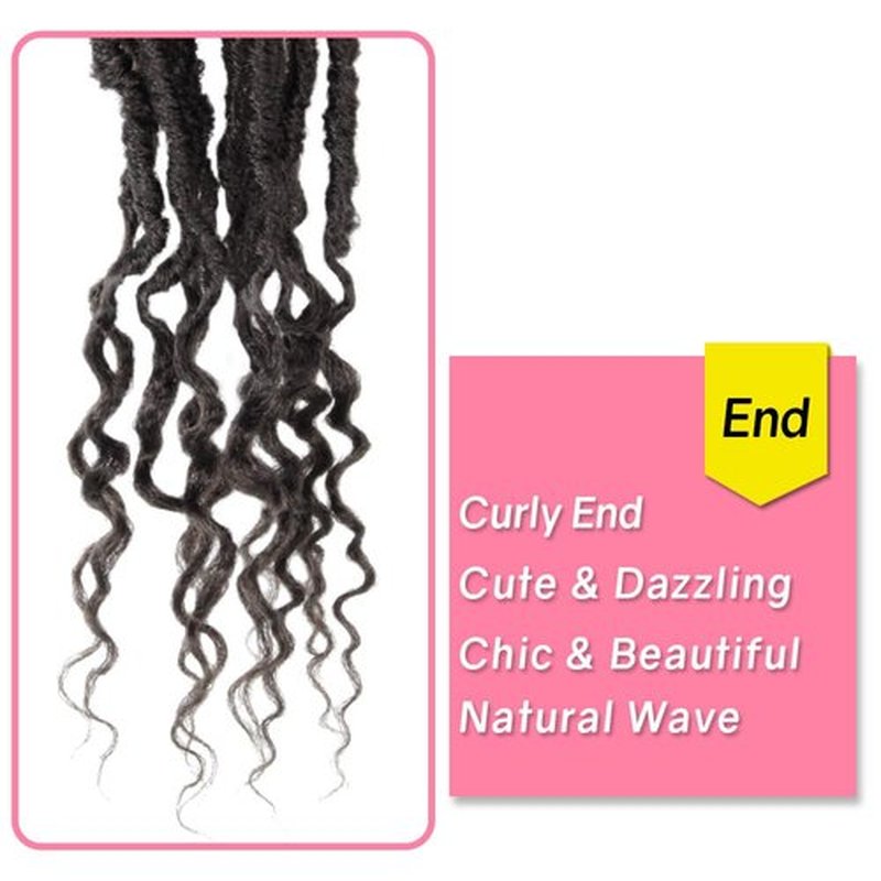 SERENDIPA Boho Faux Locs Curly End, 18 Inch Long Pre-Looped Soft Crochet Goddess Locs Synthetic Hair (6 Packs, 4#, Brown)
