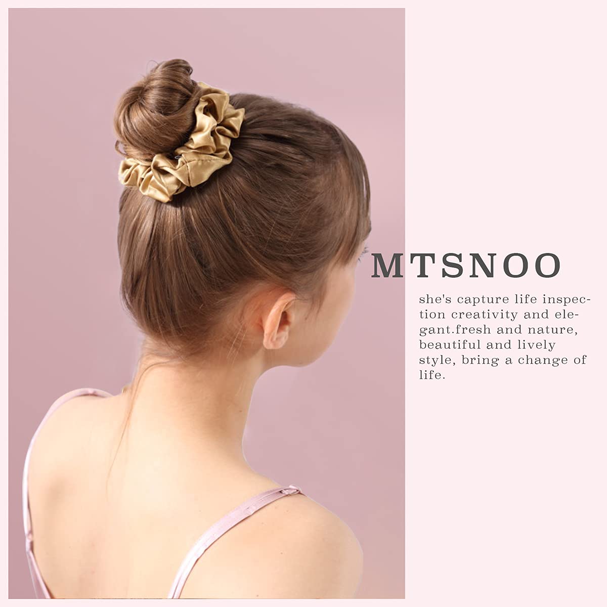 MTSNOO 100% Pure 22 Momme Mulberry Silk Scrunchies for Hair Sleep with Elastic Band - 3 Pack Curly Hair Ties Ropes Set for Women and Girls
