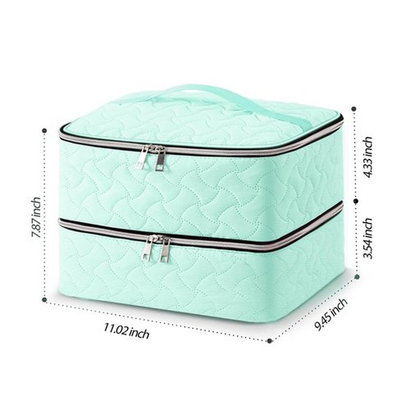Nail Polish Organizer Case Holds 42 Bottles (15ml/0.5 fl.oz), Double-Layer Nail Polish Storage with Adjustable Dividers, Portable Nail Polish Bag for Nail Gel Nail Lamp and Manicure Tools, Green