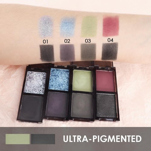 HHLTOH Two Color Matte Shimmer Eyeshadow, Green Black Double Pigment Eye Shadow Powder, Long-Lasting Waterproof Makeup Palette,Blendable, Easy-To-Apply and Compact for Travel，0.14 Oz 03#