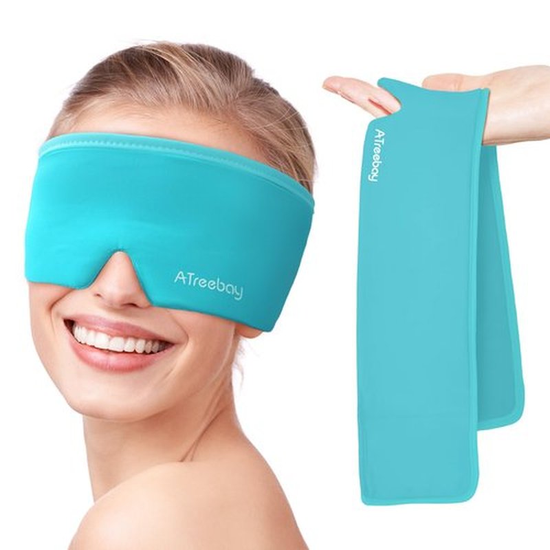 Cooling Eye Mask for Puffy Eyes, Migraine Relief, Cold Eye Mask for Puffiness, Dark Circles, Dry Eyes, Headache Relief, Reusable Gel Eye Mask for Sleep, Soft Cool for Long-Lasting Comfort, Light Blue