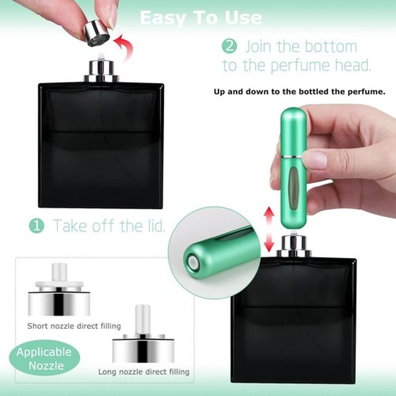 Fivexing 2Pcs Refillable Perfume Atomizer Bottles，Portable Mini Separate Perfume Bottle，Travel and Outings Spray Boxes Dispensers 5ml/0.2oz(Green)