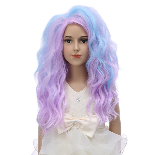 DUDUWIG Colorful Wig for Girls 20 Inch Long Multi Color Fluffy Cosplay Wig Halloween Costume Pink Purple Blue Wig for Women and Girls (Adult/Child)