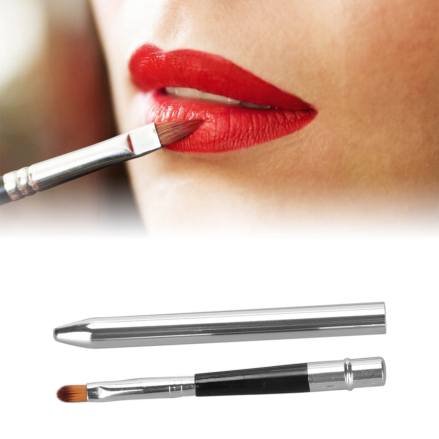 2pcs Aluminum Lip Brush – Extended Sealing Design, Compact & Easy Cleaning, Ideal for Daily Makeup & Professional Use