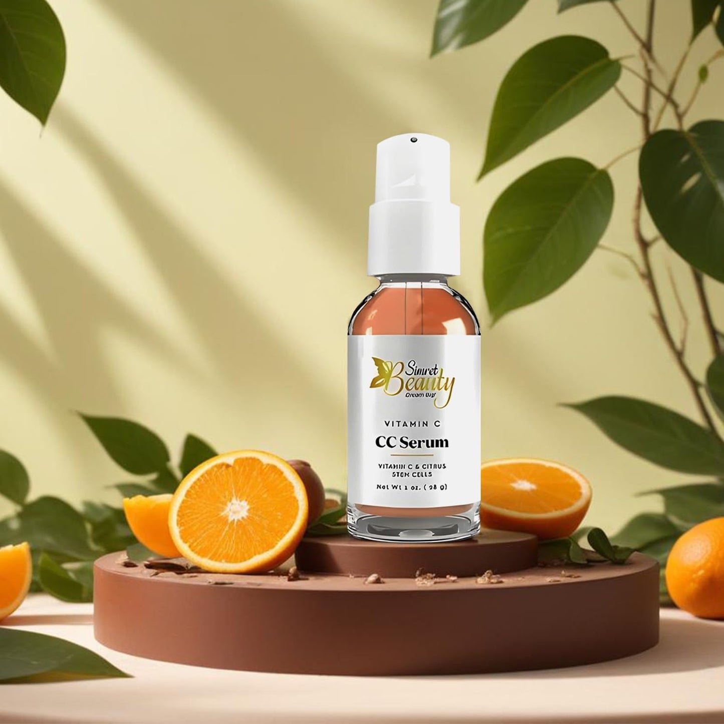 Simret Beauty Vitamin C CC Serum - Complexion Corrector with Citrus Stem Cells & Hyaluronic Acid, Anti-Aging, Hydrating, Dark Spot Corrector, Brightening & Firming serum, 1 oz