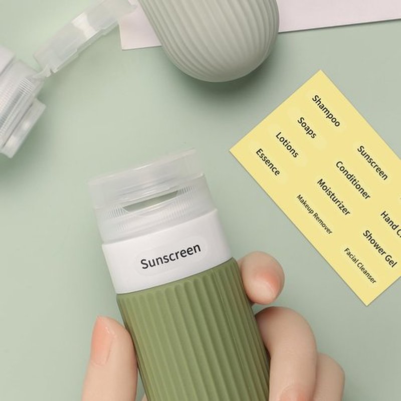 ME.FAN Travel Bottles for Toiletries, TSA Approved 3oz Silicone Travel Size Containers/Portable Split Bottle, Travel Accessories for Conditioner, Shampoo, Lotion - 4 Pack Desert Sage