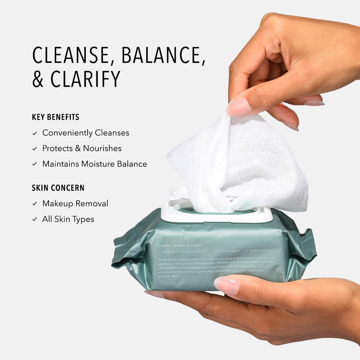 HydroPeptide HydroActive Cleanser, Micellar Facial Cloths, Cleanses Makeup, Dirt, and Excess Oil and Hydrates, 5 Pack (150 total cloths)