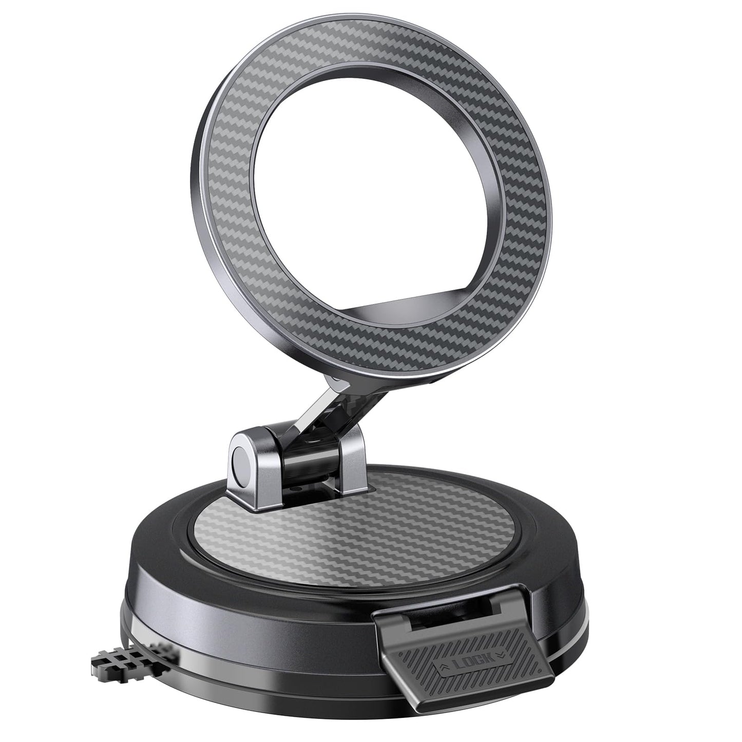 Beniduck Strong Magnetic Phone Holder for Car & Desk, Compatible with MagSafe, Secure Lock, Universal 360° Rota-Table Car Phone Mount for Dashboard, Glass, Table, Carbon Fiber