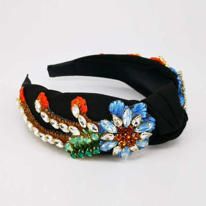 QTMY Rhinestone Crystal Headbands for Women,Hair Hoop Accessories Headwear Jewelry,522 (Black)