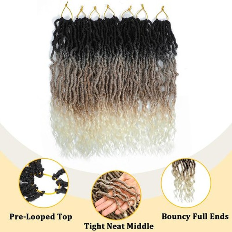 Faux Locs Crochet Hair (18 Inch) XCRUIQO Soft Locs with Curly Ends Goddess Locs Synthetic Boho Crochet Faux Locs for Women Pre Looped (7 Packs, Pearl Silver)