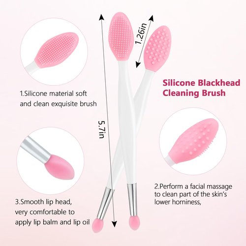 Silicone Face Scrubber, 2pcs Exfoliating Lip Brush, 1pcs Cleansing Brush,2pcs Face Mask Brush Exfoliator Blackhead Skin Care Tool