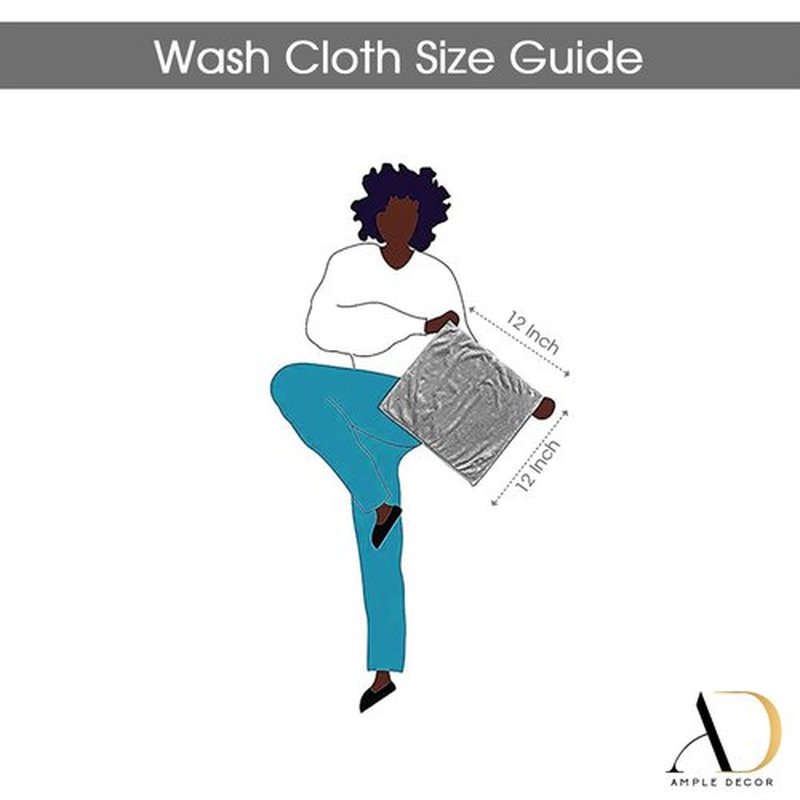 Ample Decor Wash Cloths Pack of 10, Oeko Tex Certified 600 GSM 100% Cotton Soft Absorbent, Premium Quality Durable Machine Washable, Ideal for Bathroom, Pool, Hotel, Spa – Black