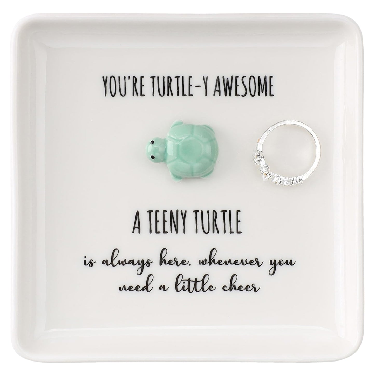 HOME SMILE Turtle Ring Dish Tray- Birthday Gifts for Women Friends Mothers Day Graduation Teacher Appreciation Retirement Christmas,You're Turtley Awesome