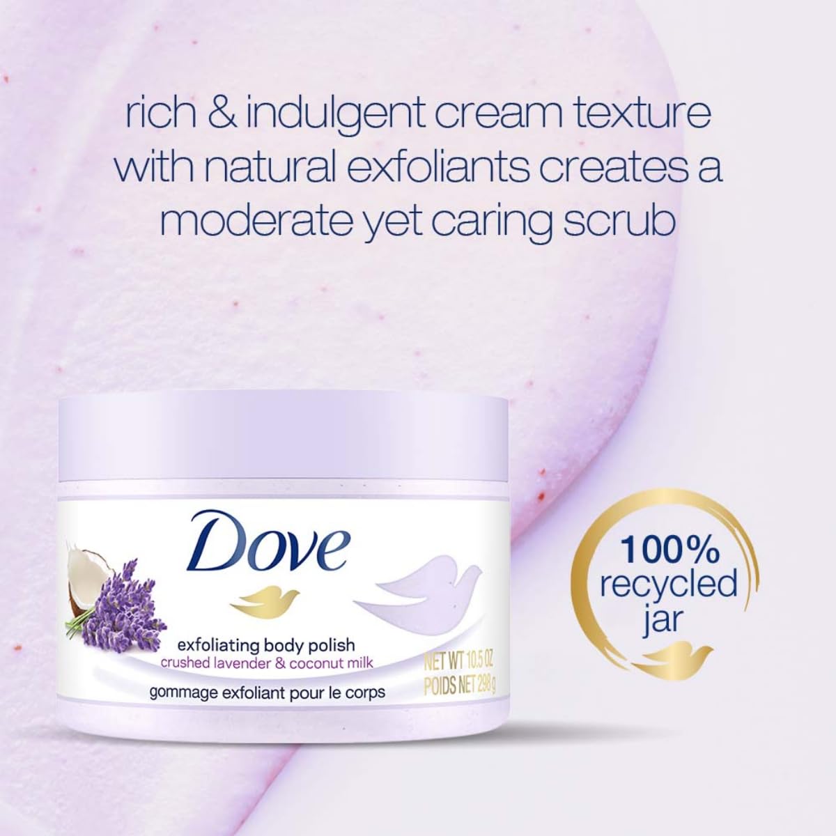 Dove Exfoliating Body Polish Scrub with Almond & Mango Butter - 10.5 oz (4 Count) for Dry Skin
