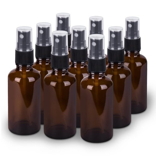 hmaimas 9 Pack Amber Glass Small Spray Bottles, 2oz Travel Fine Mist Empty Mini Spray Bottles for Essential Oils and Hair
