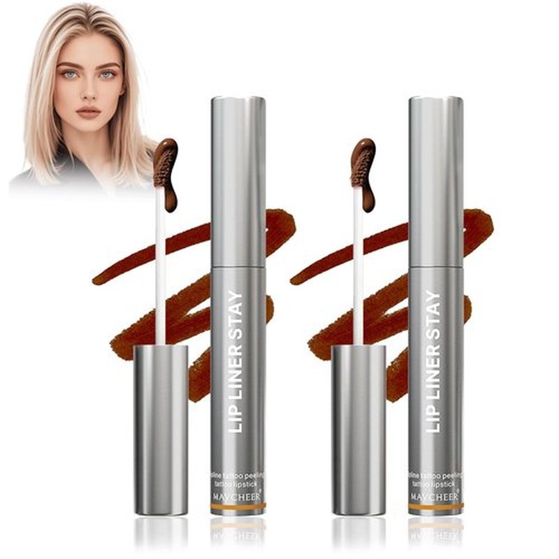 Veldoro Lip Stain, Veldoro Peelix Peel off Lip Liner Stain, Veldoro Peel off Lip Stain, Long Lasting Waterproof (Orange Brown-2pcs)