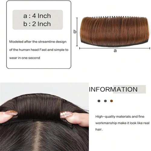 Invisible Fluffy Hair Pad, Natural Hair Bump Clip for Volume, DIY Heighten Hair, Fluffy Hair Pad Styling Insert Tool, Hair Bun Invisible False Hair Clip(1pcs, Silver gray)