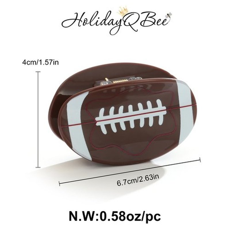 HolidayQbee Brown Acrylic Hair Clips For Women With Football Style Football Hair Clip Hair Clip Hair Clip With Claw Fashion Strong Hair Fix Claw Clips