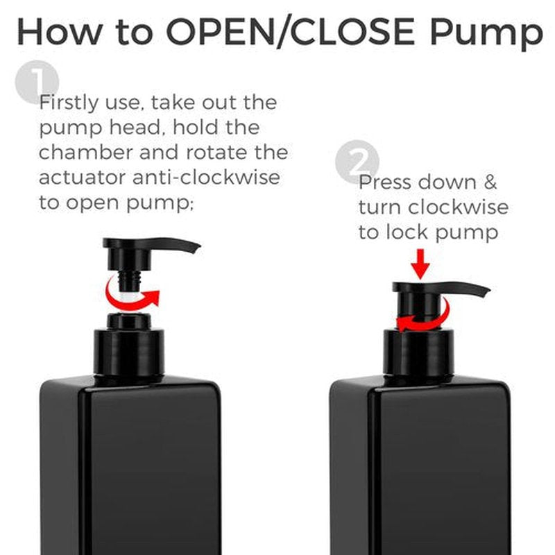 Suream Shampoo and Conditioner Dispenser Set, 3Pack 16.9oz Bathroom Countertop Soap Bottle with 4PCS lables, Plastic Refillable Dispenser with Pump for Kitchen, Office, Travel, Resturant, Black