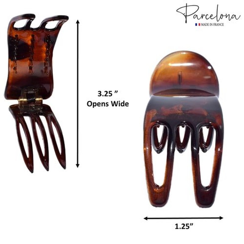 Parcelona French Simply Bear Paw Tortoise Shell Celluloid Medium Side Slide In Jaw Yoga Hair Claw Clip for Fine Hair