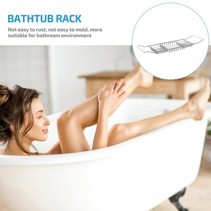 Expandable Bathtub Tray for Tub: Stainless Steel Bath Tub Tray Table Multifunction Storage Tub Shelf Bathtub Stand Bath Organizer for Wine Book Soap Phone