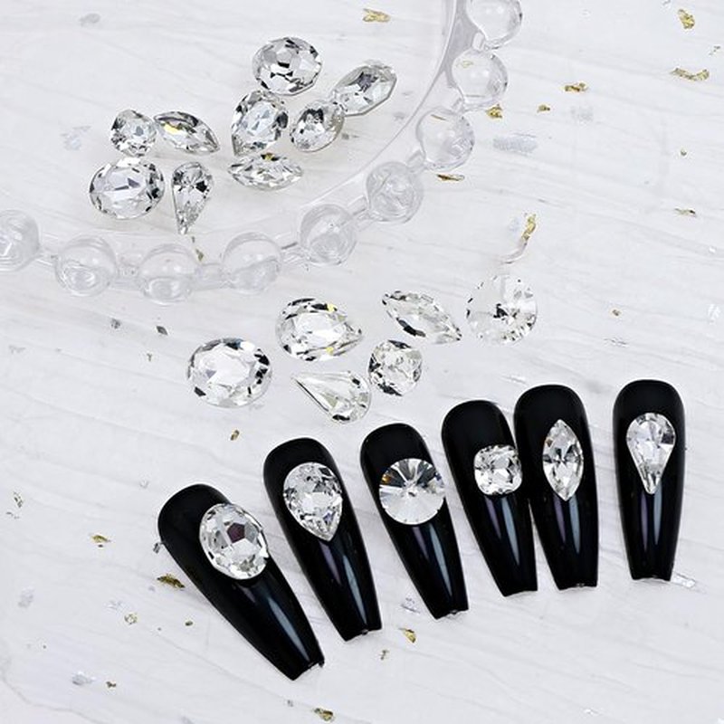 DONGZHOU 72pcs Mix Shape Crystal Nail Art Rhinestone Gems Point Back Fancy Stone Sew On Rhinestone Loose Crystal Sewing for Clothing Wedding Dress Nail Art Shoes Bags DIY Crafts