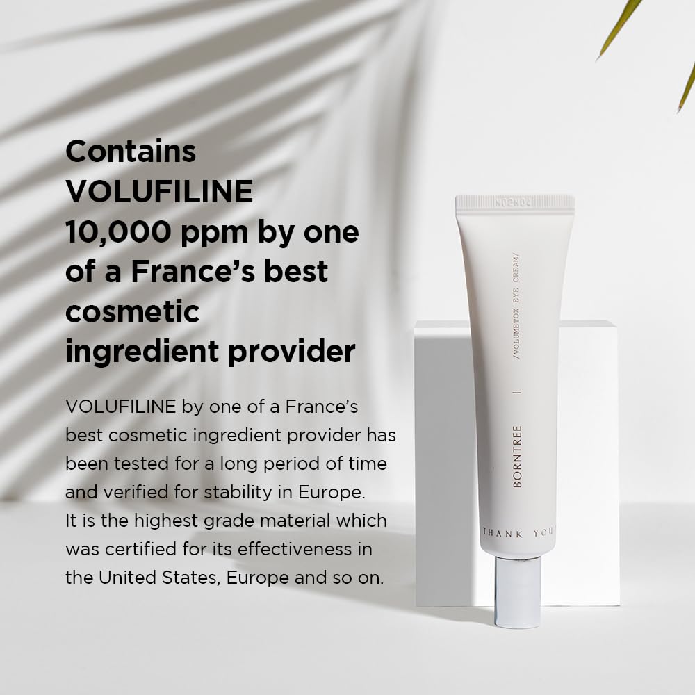 BORNTREE Volumetox Eye Cream 1.01 fl oz with VOLUFILINE 10,000ppm for Skin Elasticity and Anti-Aging