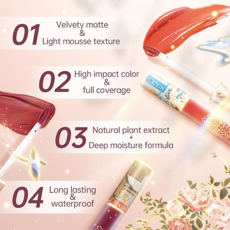 Catkin Semi Matte Liquid Lipstick Lip Gloss for Women Tinted High Pigmented, Waterproof Long Lasting Moisturizing Smooth Velvet Effect (C04)