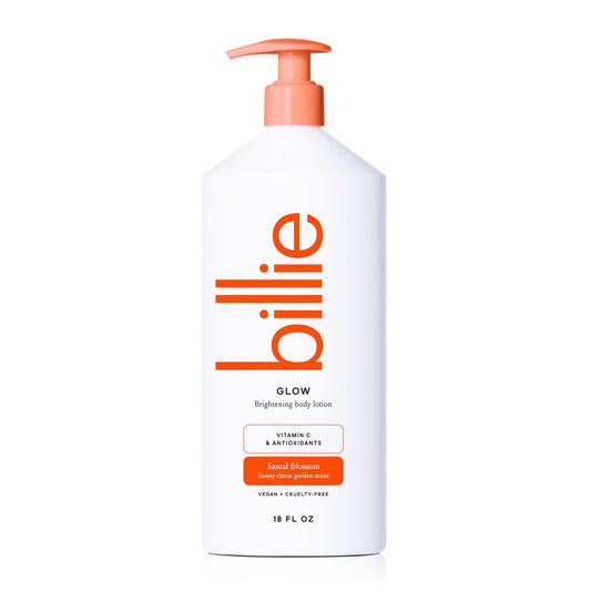 Billie Glow Brightening Body Lotion - Citrus Woods Scent with Vitamin C | 18 fl oz