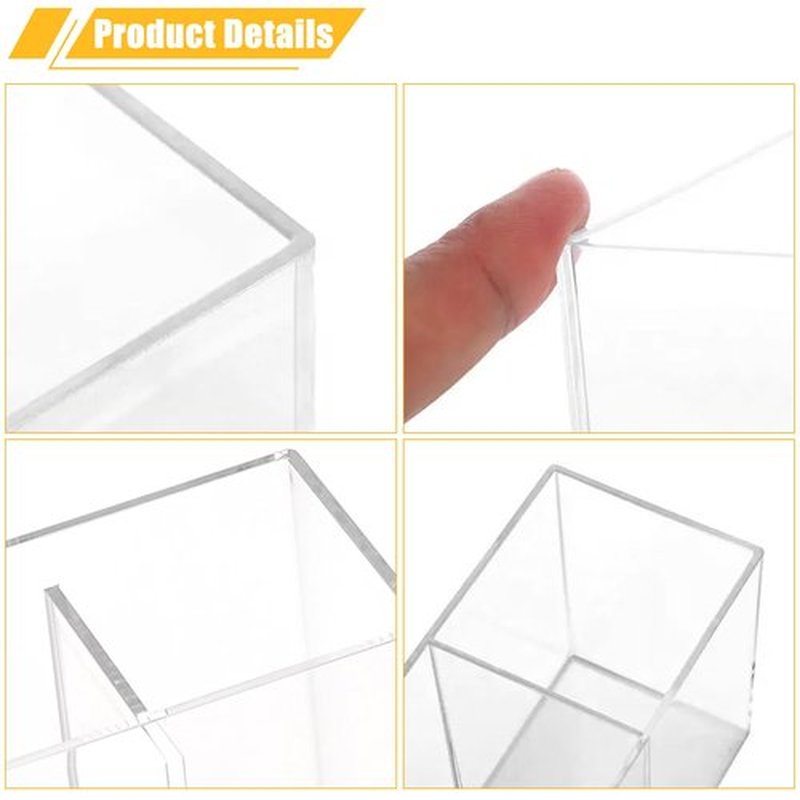 Clear Makeup Brush Organizer,Acrylic Cosmetic Brushes Storage Holder with 4 Slots,Pencil Pen Holder for Desk,Desk Organizer and Accessories for Vanity