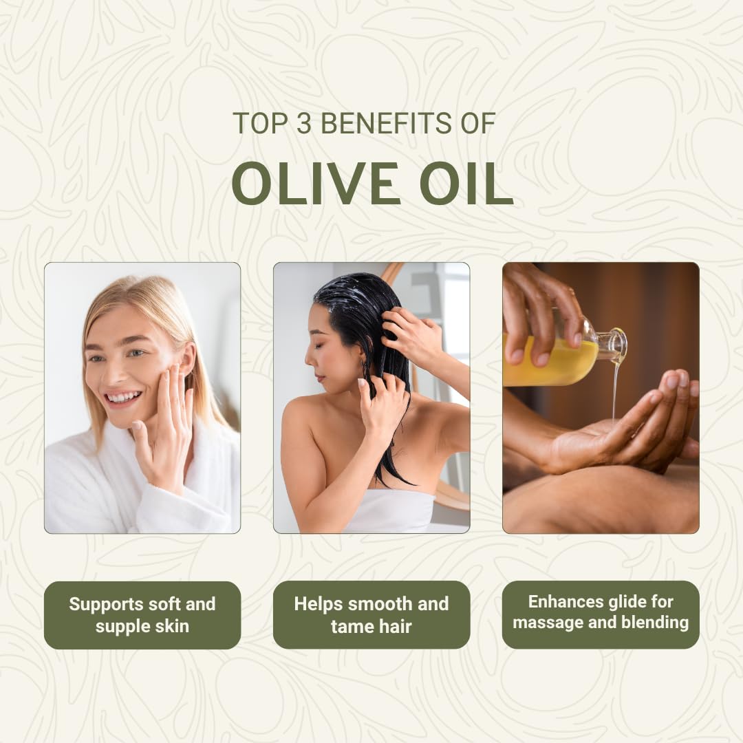 Nature Package Olive Oil for Hair - 100% Pure Cold Pressed Natural Olive Oil for Skin (Aceite de Oliva) for Essential Oils Dilution, Soap Making, Skincare, and Massage Premium Grade (16oz)
