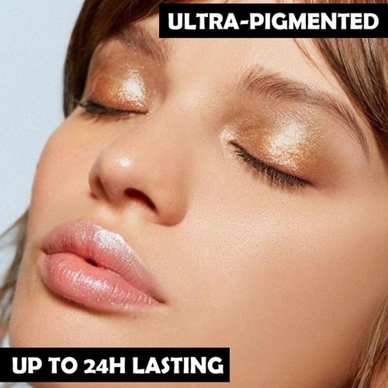 Eyeshadow Single Glitter, High-Pigment Monochrome Eye Shadow Pressed Powder, Everyday Velvety Silky Eye Makeup Looks, Professional Long-Lasting Waterproof Single Eyeshadow Palette, Champagne Gold 06