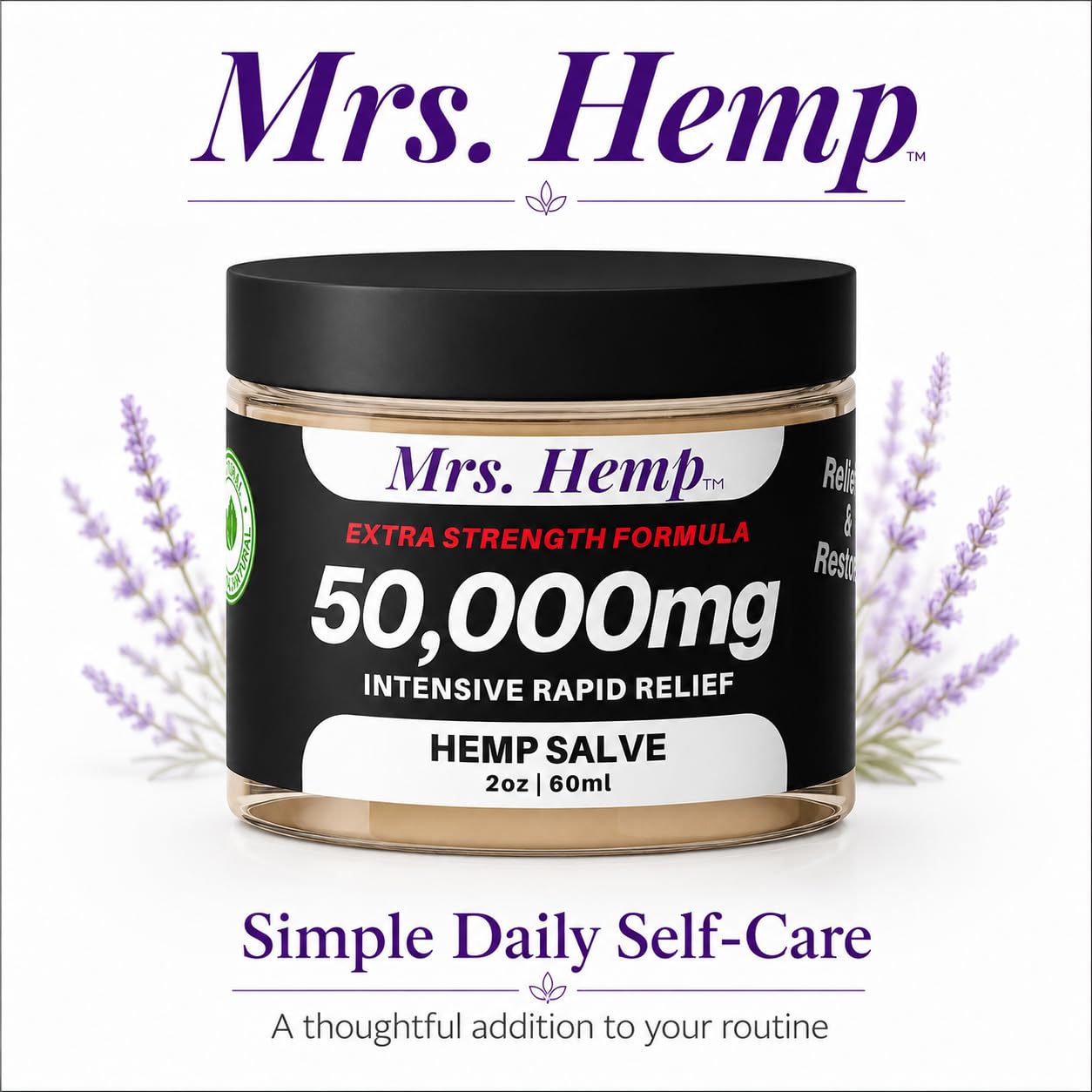 50,000 MG Hemp Extra Strength Healing Salve | Ideal for Hips, Joints, Neck, Back, Elbows, Fingers, Hands, and Knees. 100% Natural - Proudly Made in USA