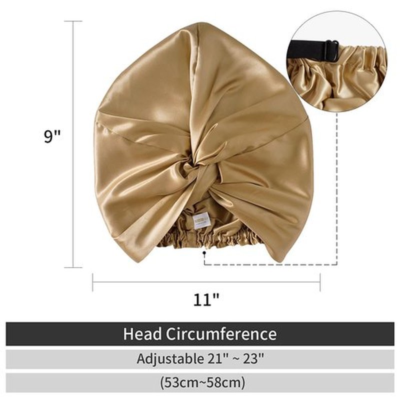 ZIMASILK 22 Momme 100% Mulberry Silk Bonnet for Sleeping & Women Hair Care, Highest Grade 6A Silk Hair wrap for Sleeping with Premium Elastic Stay On Head (1Pc, Golden)