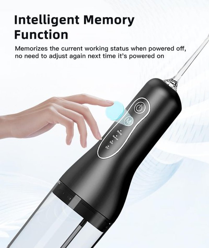 Portable Water Flosser for Teeth Cleaning, 5 Jet Tips, 4 Cleaning Modes, 1500mAh Rechargeable Battery, 260ml Water Tank, IPX7 Waterproof for Braces, Sensitive Teeth & Travel (Black)