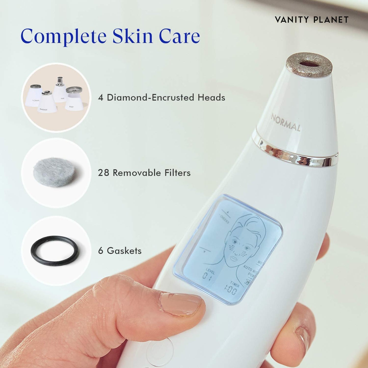 Exfora Microdermabrasion Replacement Filters - Diamond-Encrusted Head & 28 Filters for Glowing Skin | Complete Kit