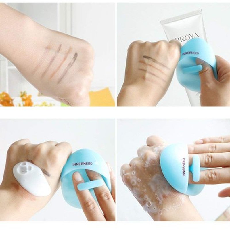 INNERNEED Super Soft Silicone Face Cleanser and Massager Brush Manual Facial Cleansing Brush Handheld Mat Scrubber for Sensitive, Delicate, Dry Skin (Pack of 4)