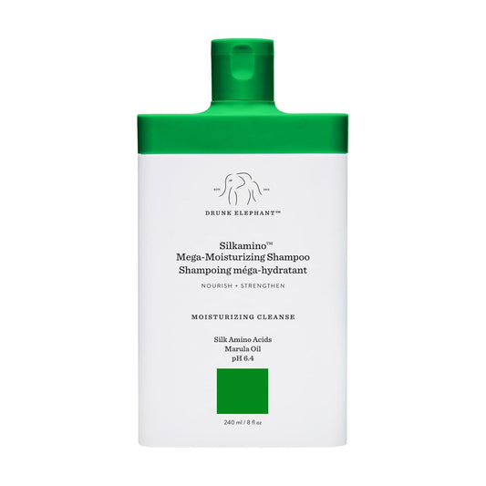 Drunk Elephant Silkamino Mega-Moisturizing Shampoo - 240 ml/8 fl oz - Silk Amino Acids - Clean Clinical - Sulfate-Free - Cruelty-Free - Dermatologist-Tested - Free of Essential Oils, Silicones, SLS