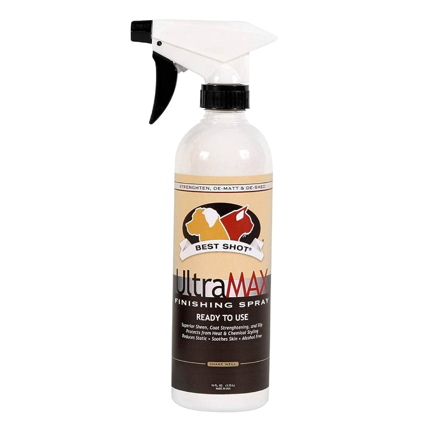 Best Shot UltraMAX Pro Finishing Spray, Ideal Detangler Spray for Pets, Hydrating and Soothing Pet Grooming Spray, for Dogs and Cats, 17 Oz.