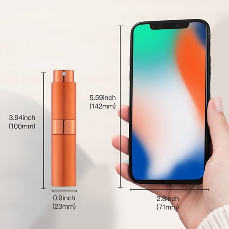 LISAPACK 8ML Atomizer Perfume Spray Bottle for Travel, Empty Refillable Cologne Dispenser, Portable Sprayer (Orange)