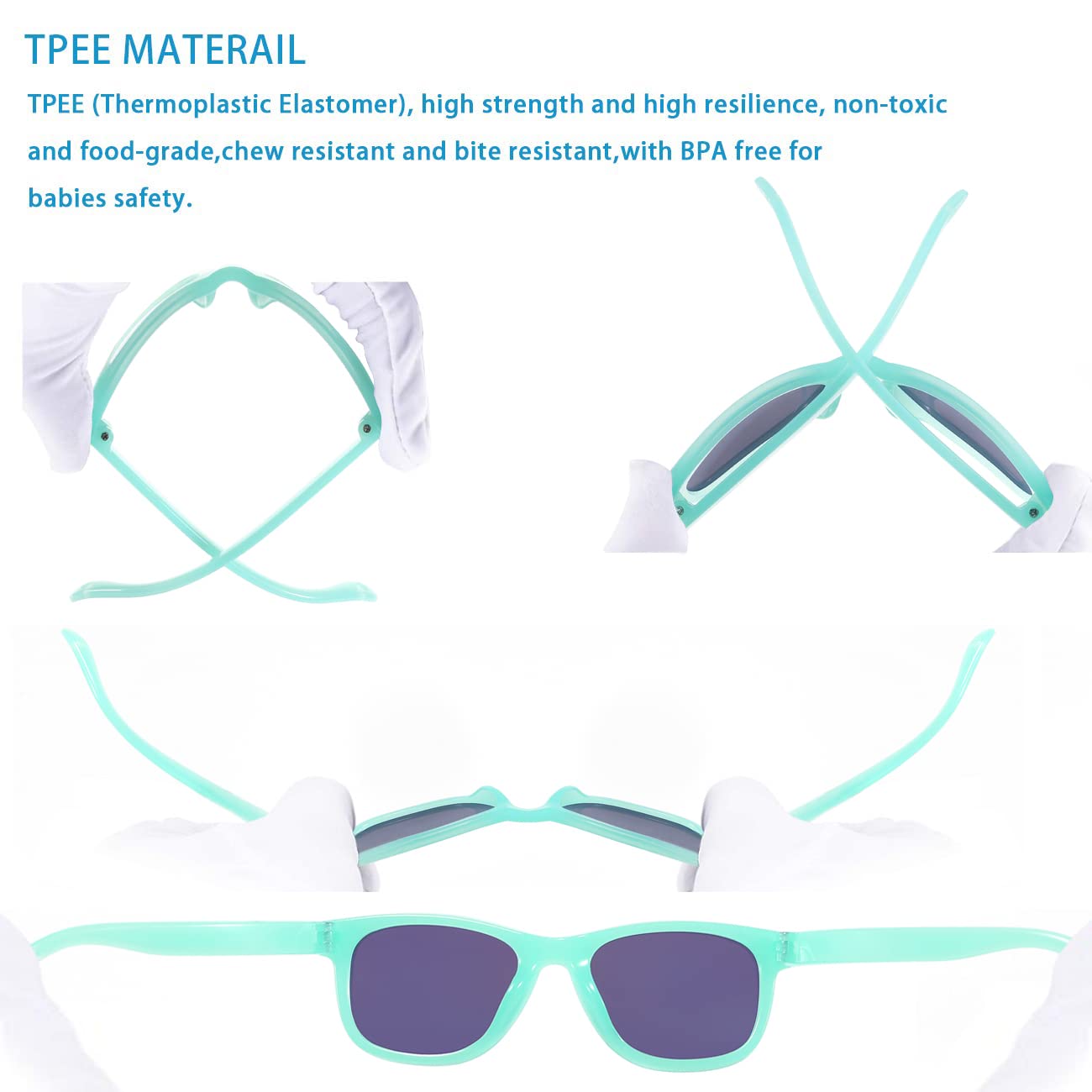 MAXJULI Polarized Baby Infant Sunglasses Safe, Soft, With Adjustable Strap 0-24 Months BPA Free (Translucent Green/Green