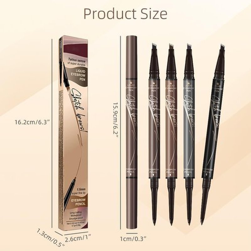 2 in 1 Eyebrow Pencil, 2024 Upgrade Magic Eyebrow Tattoo Pencil 4 Fork Tip, Waterproof Eyebrow Pen Microblading Eyebrow Pencil Natural Fine Stroke Eyebrow Pen (Dark Brown)