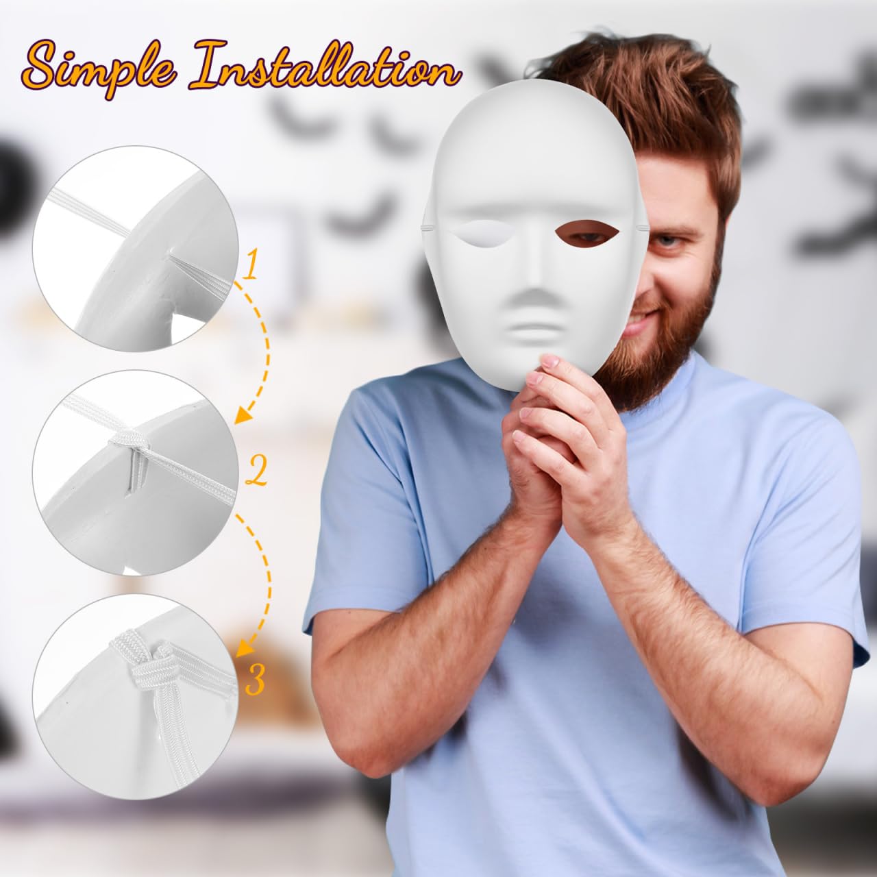 MAGICLULU 4 Pcs White Full Face Masks Unpainted Masquerade Paper Mask Blank Paintable Paper Mache for Craft Halloween Mardi Masquerade Cosplay 9.43 x 7.07 x 0.39Inch