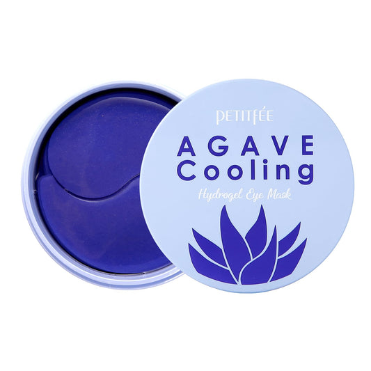 Petitfee Agave Cooling Hydrogel Eye Mask - Soothing Eye Patches with Blueberry & Caffeine | 60ea (30 Pairs)