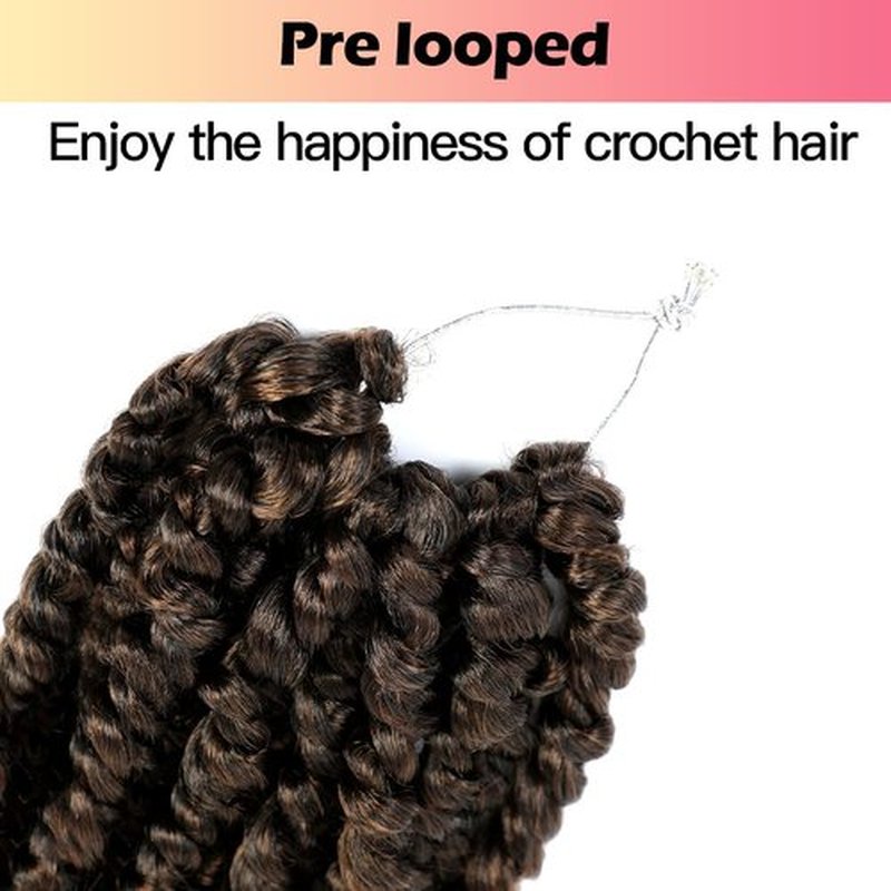 Niseyo 8 Inch Passion Twist Hair Pre-twisted 8 Packs Pre-looped Crochet Passion Twist Crochet Hair Short Braids (8 Packs, Ombre Medium Dark Brown)